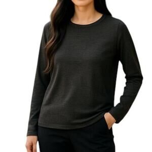 JOYLAB Active LS T-Shirt Women L Gray Thumbhole Athletic Stretch Outdoor Casual